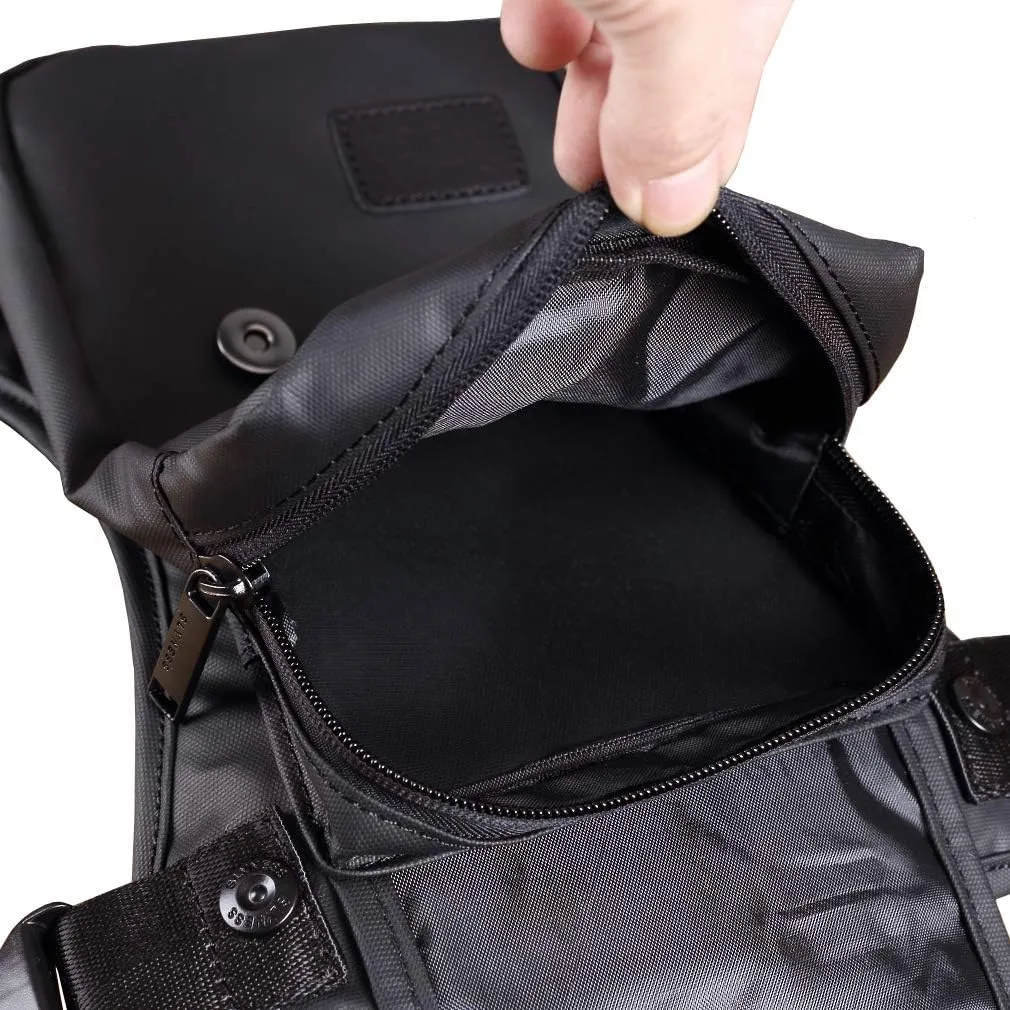 KPYWZER Outdoor Thigh Drop Leg Bag for Men Women Waist Fanny Pack Motorcycle Ride Crossbody Shoulder Riding Travel Hiking Tactical Cycling Black