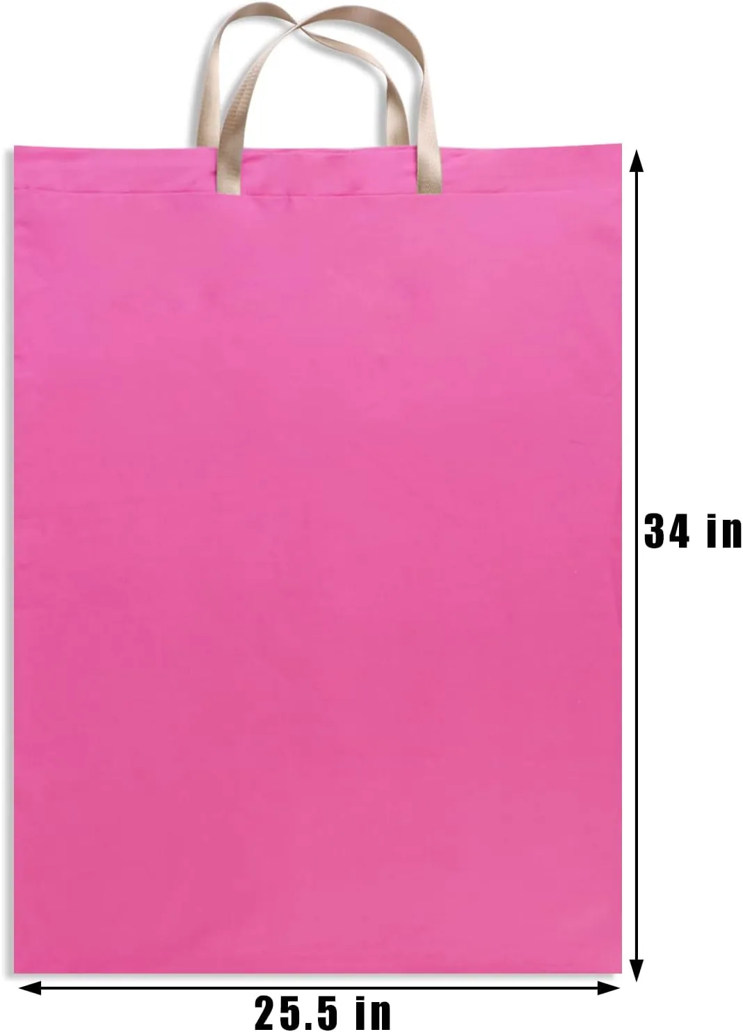 LOLOMLO Extra Large Canvas Laundry Bags with Handles & Drawstring Closure, Heavy Duty Tears Resistant Clothes Storage Travel Bags,25.5"x34",Hot Pink