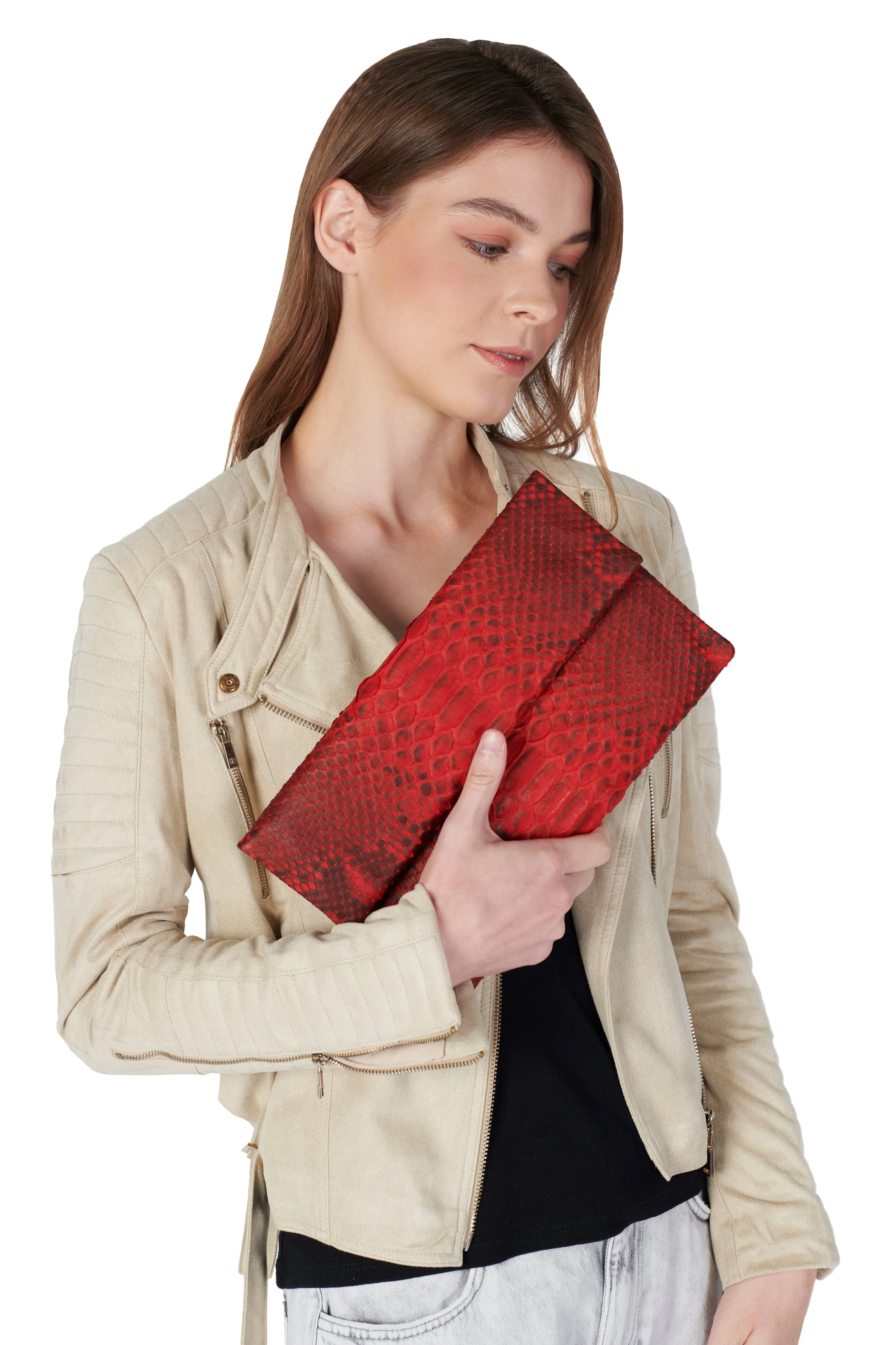 Mandalay Red Motif Foldover Clutch