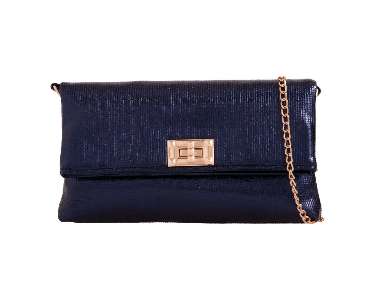 Metallic Navy Clutch Bag