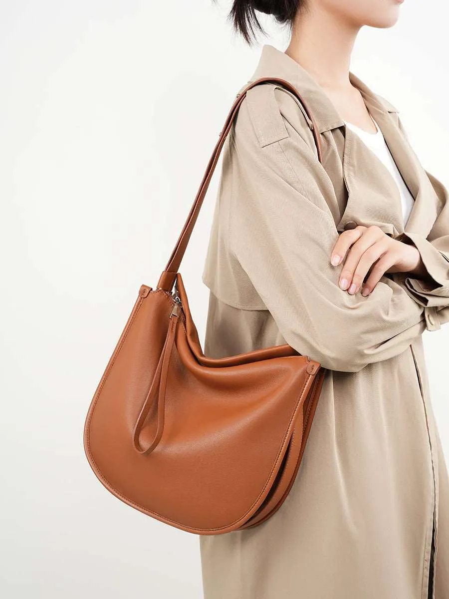 Minimalist Soft Leather Shoulder Bag