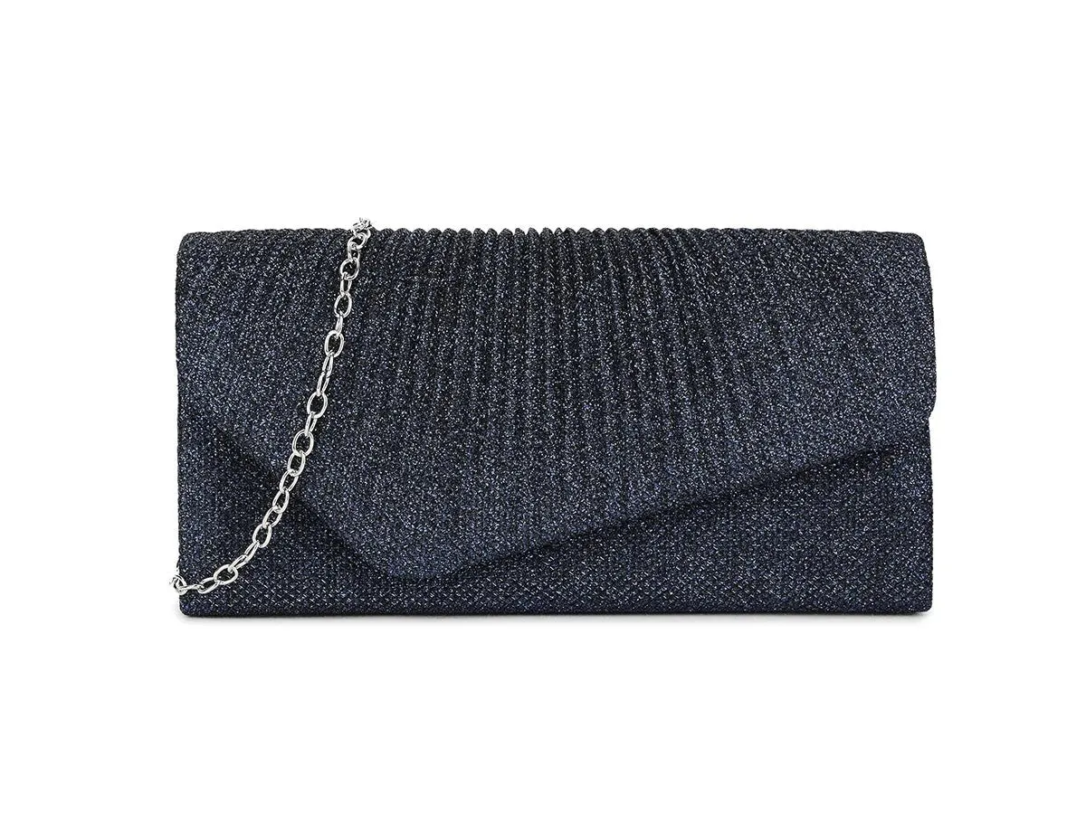 Navy Glitter Clutch Bag