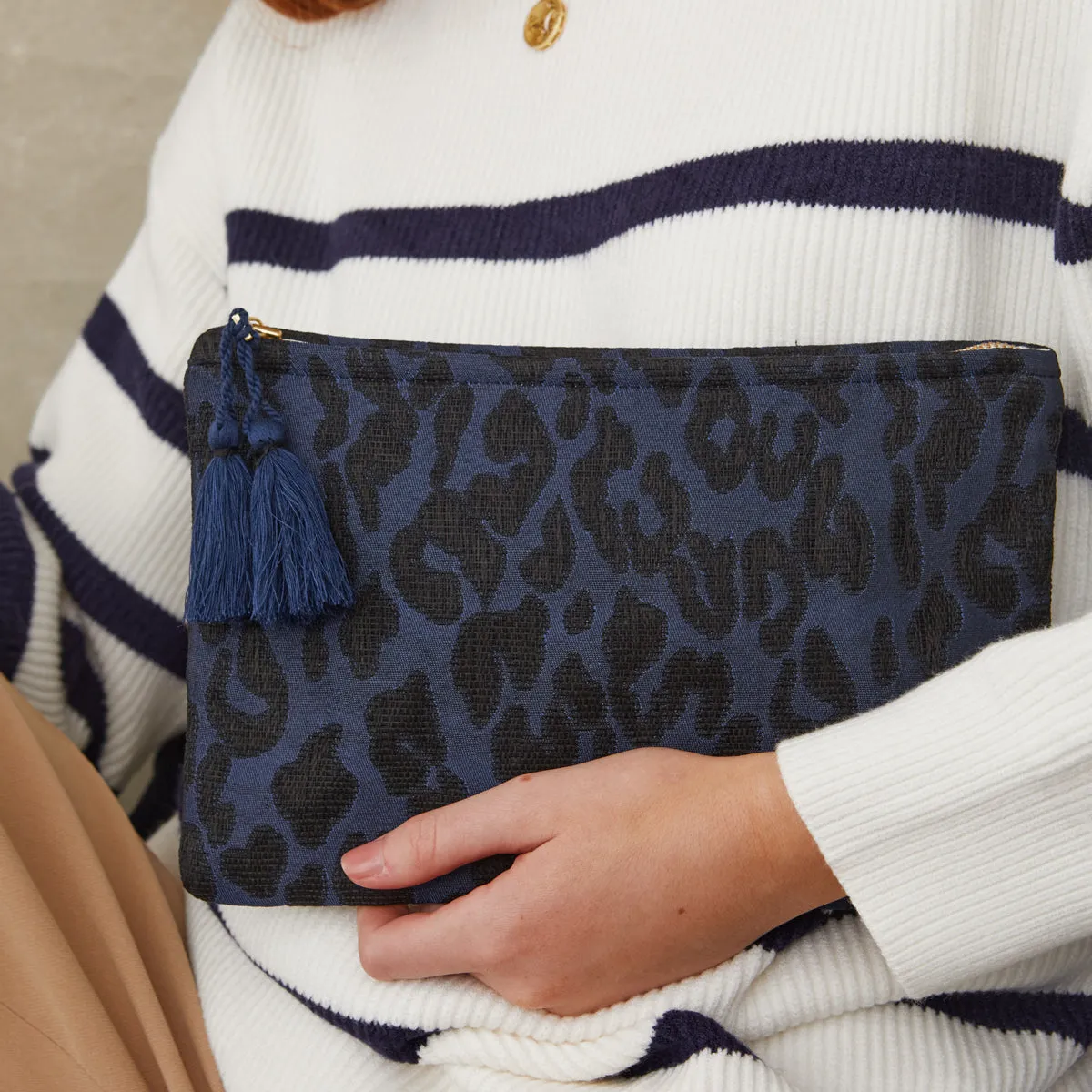 Navy Leopard Miami Pouch