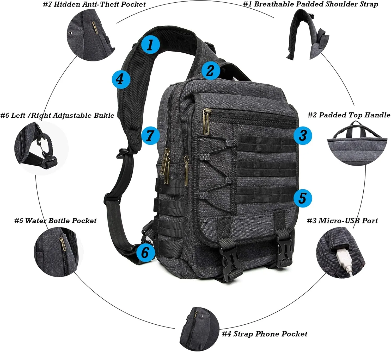 NICGID Sling Bags Chest Shoulder Backpacks, 13.3'' 14.1'' 15.6''Laptop Backpack Crossbody Messenger Bag Travel Outdoor