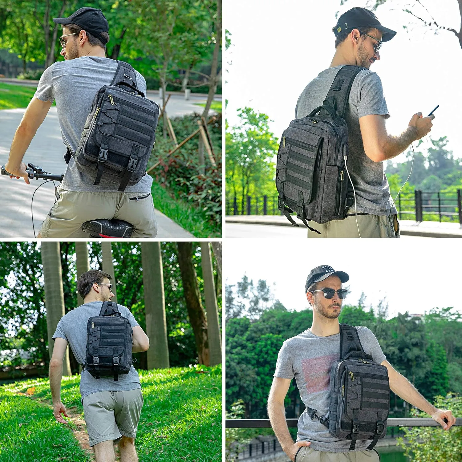 NICGID Sling Bags Chest Shoulder Backpacks, 13.3'' 14.1'' 15.6''Laptop Backpack Crossbody Messenger Bag Travel Outdoor