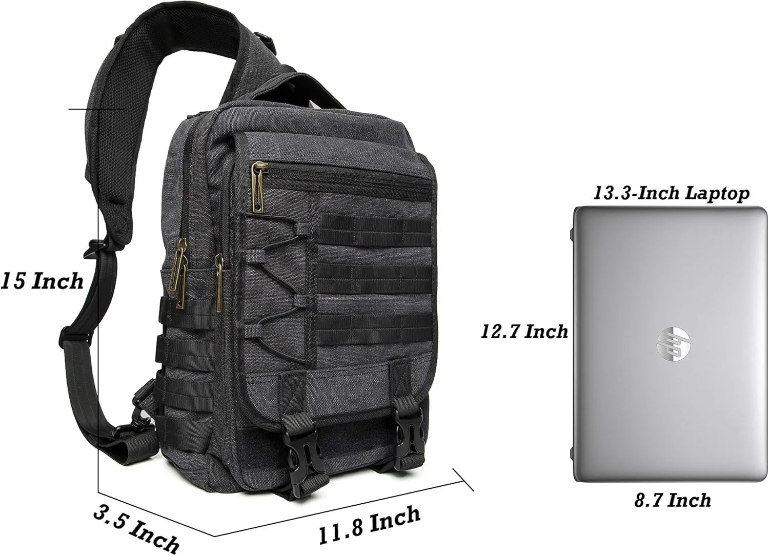 NICGID Sling Bags Chest Shoulder Backpacks, 13.3'' 14.1'' 15.6''Laptop Backpack Crossbody Messenger Bag Travel Outdoor