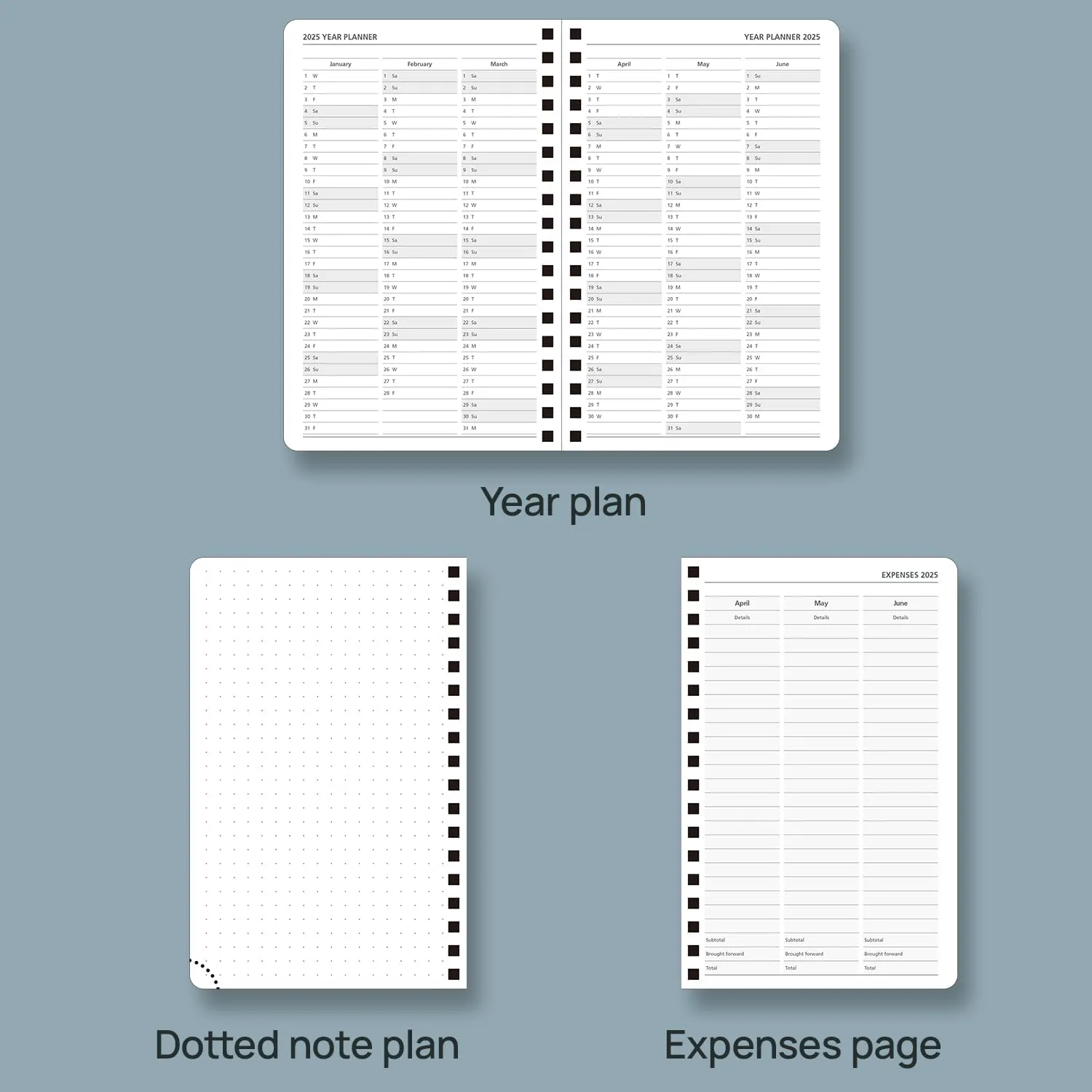 POPRUN Pocket Calendar 2025 Planner Weekly and Monthly for Purse - Planner 2025 with Vegan Leather Soft Cover, Plastic Ruler, Pen Holder and More,4" x 6.25"- Pink