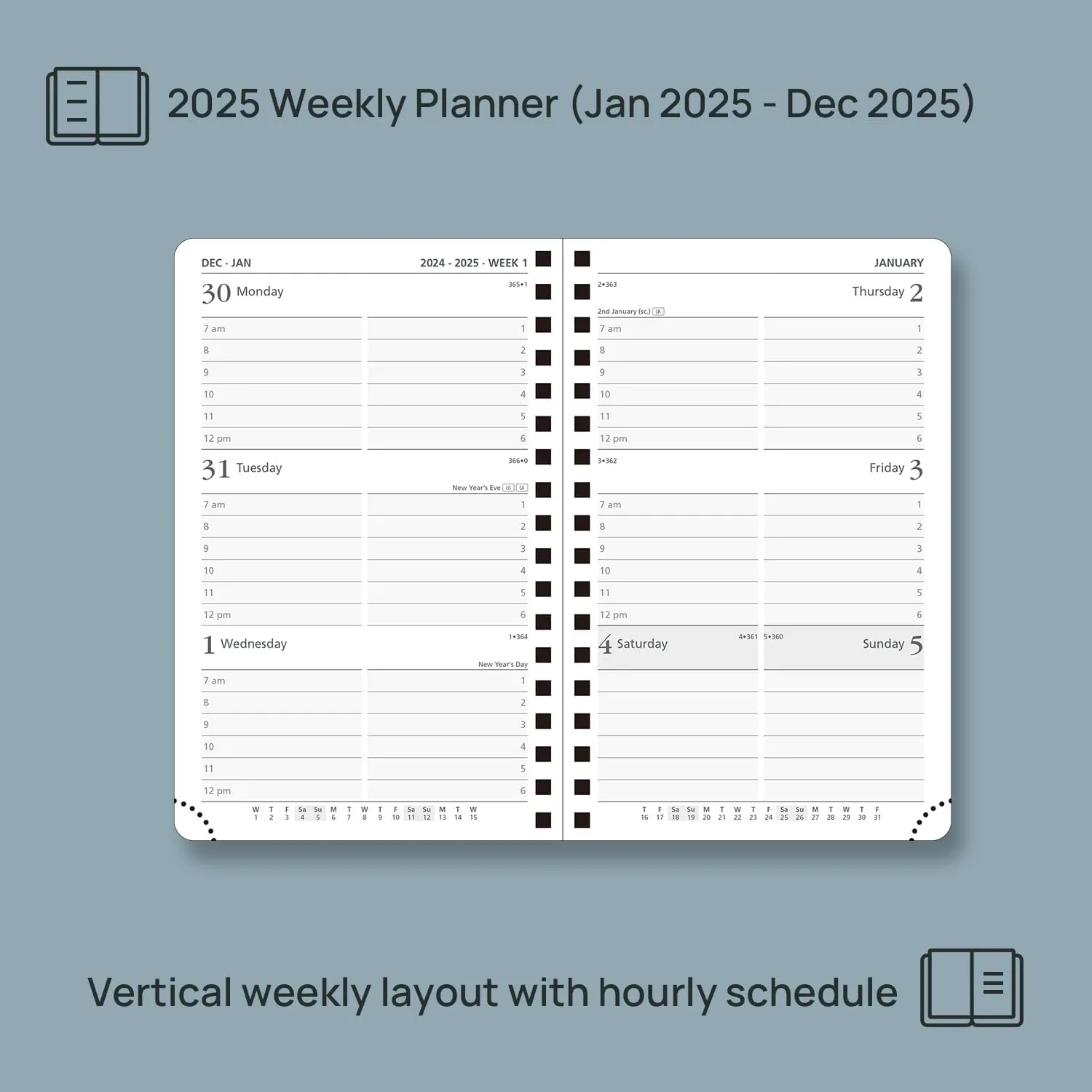 POPRUN Pocket Calendar 2025 Planner Weekly and Monthly for Purse - Planner 2025 with Vegan Leather Soft Cover, Plastic Ruler, Pen Holder and More,4" x 6.25"- Pink