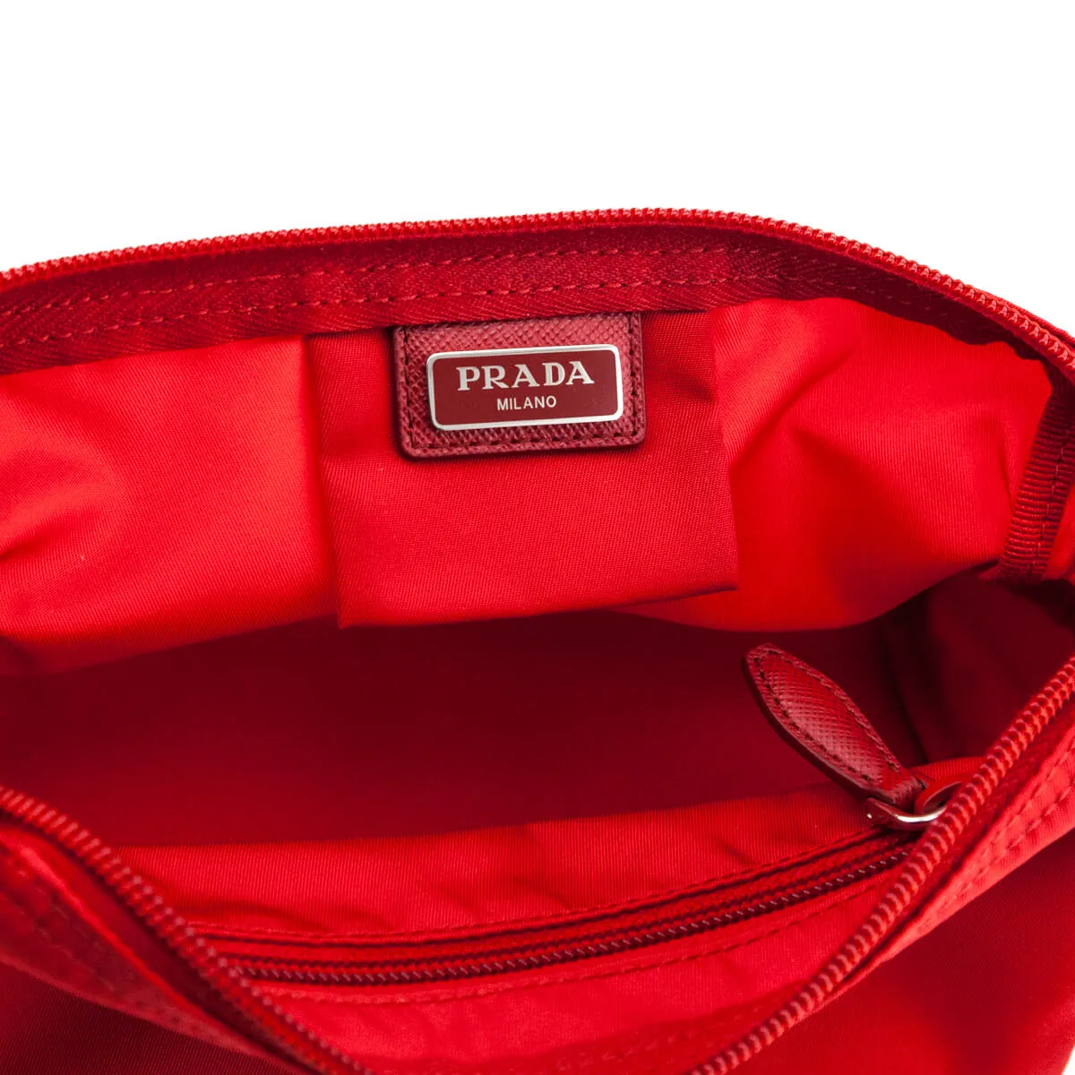 Prada Rosso Nylon Zip Pouch