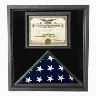 Premium USA-Made Solid wood Flag Document Case Black Finish, American Made