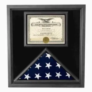 Premium USA-Made Solid wood Flag Document Case Black Finish, American Made