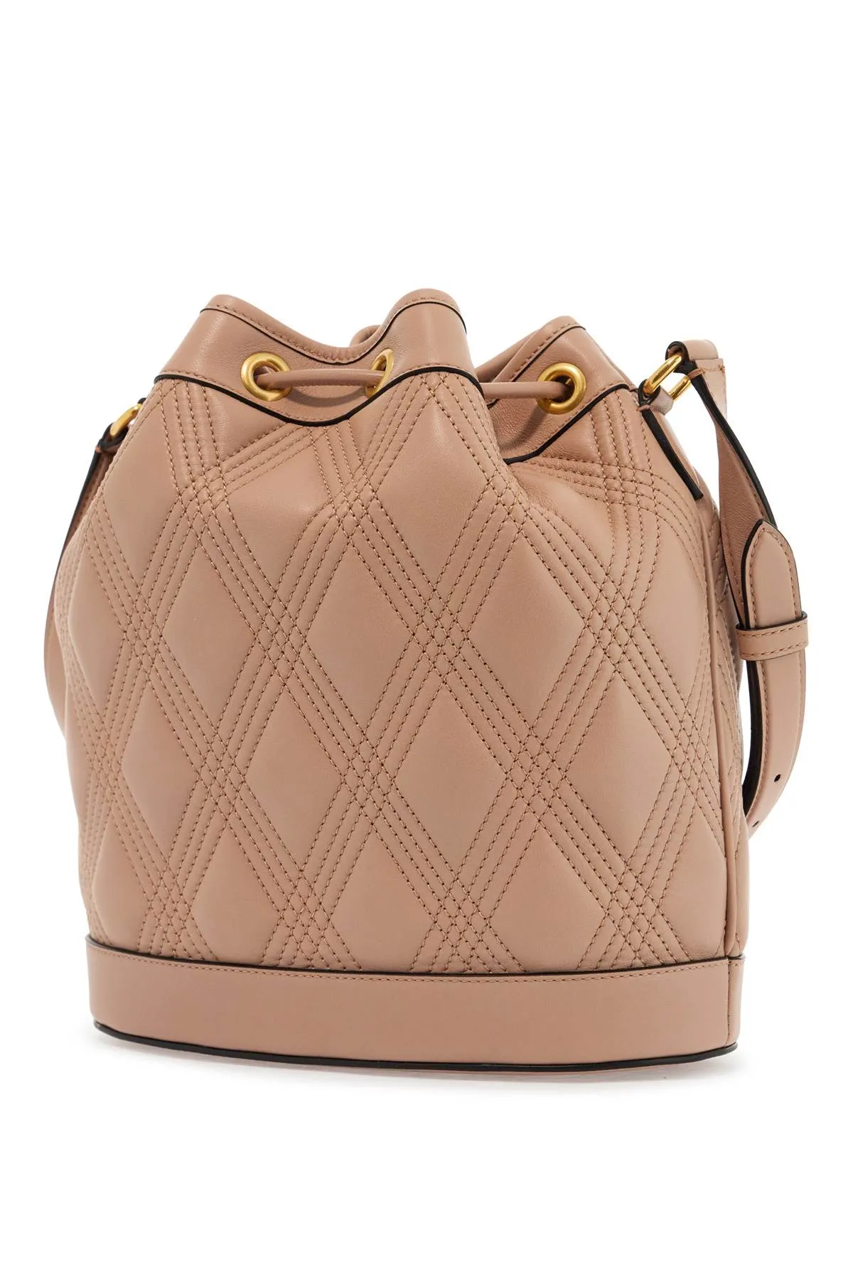 quilted pink leather bucket crossbody bag with golden details 6W2B0R01MIC ROSE CANNELLE