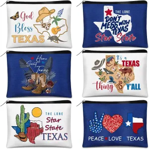 Reginary 6 Pcs Texas Cosmetic Bag Souvenir Gifts California Souvenir Makeup Bag Florida Souvenir Gifts Zipper Pouch for Women Traveler Party Favors
