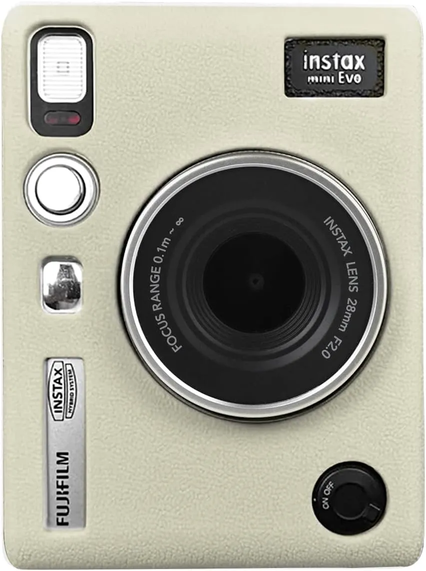 Rieibi Mini EVO Case - Silicone Protective Case for Fuji Mini EVO Instant Camera - Soft Rubber Lightweight Case for Fujifilm evo - White