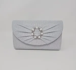 Silver Glitter Diamante Clutch Bag