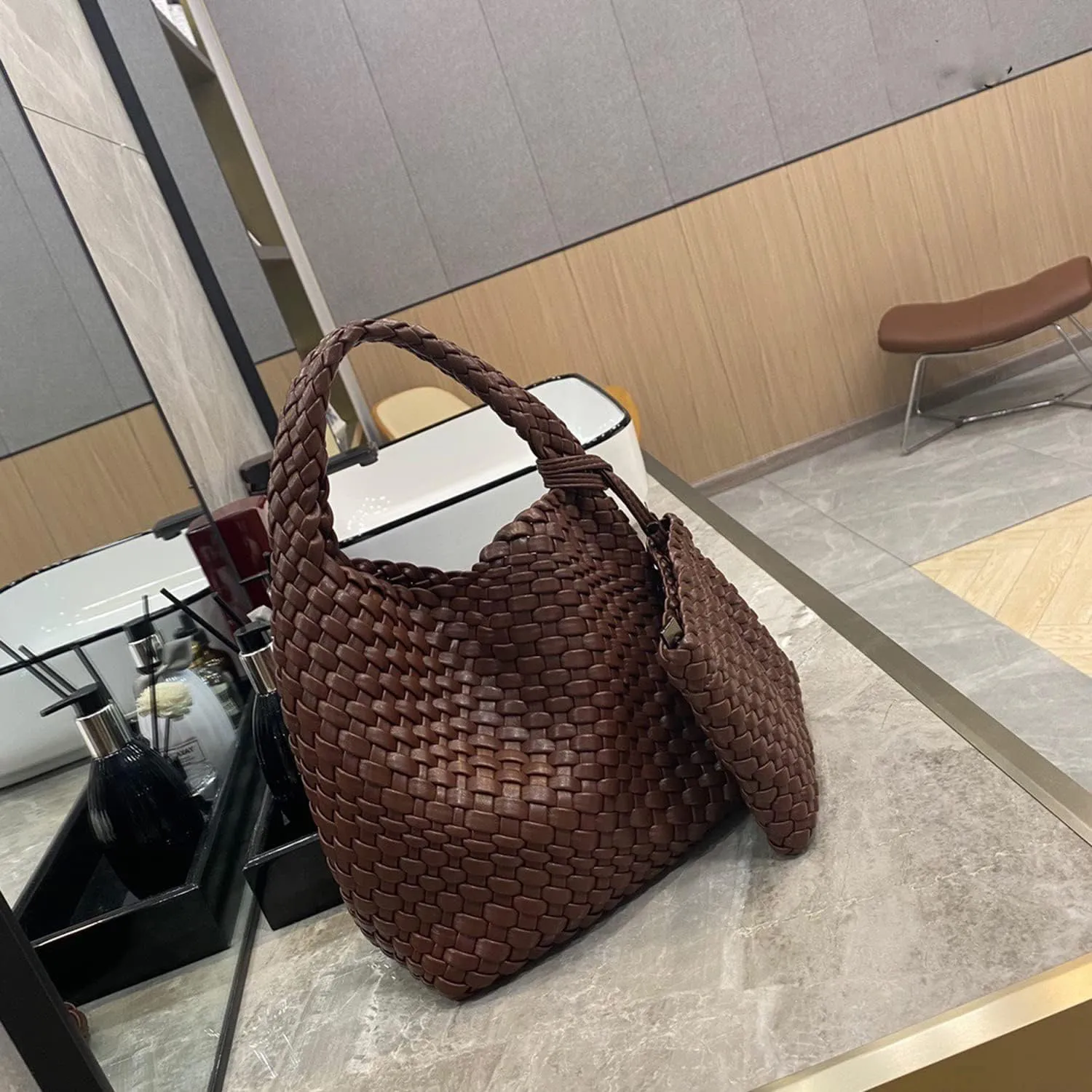 Small Woven Bags for Women Cute Hobo Tote Woven Handbag Mini Clutch Purse vegan leather Crossbody bags Shoulder Handmade Bag