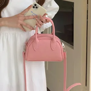 Sohiwoo Korean Style Women Small Pink Pu Leather Handbag College Girls Mini Cute Pink Side Bag Cell Phone Crossbody Purse
