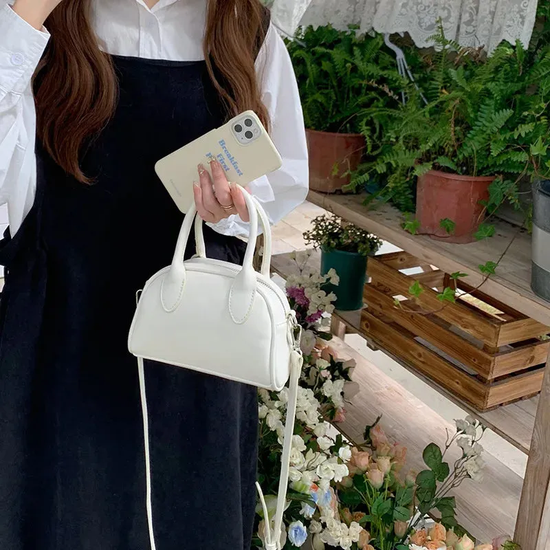Sohiwoo Korean Style Women Small Pink Pu Leather Handbag College Girls Mini Cute Pink Side Bag Cell Phone Crossbody Purse