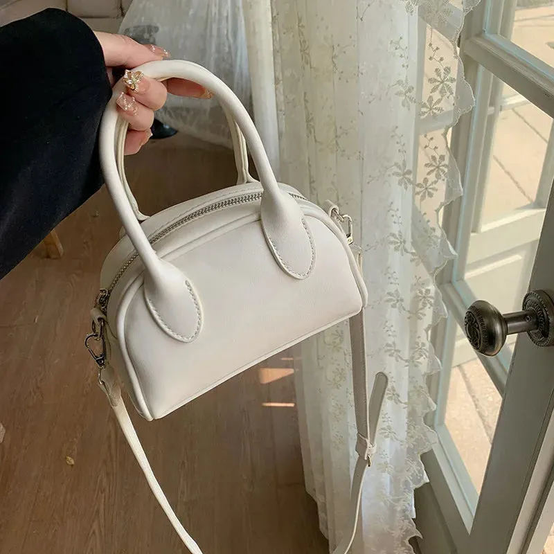 Sohiwoo Korean Style Women Small Pink Pu Leather Handbag College Girls Mini Cute Pink Side Bag Cell Phone Crossbody Purse
