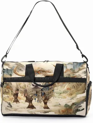 Sports Gym Bag for Women, Sport Duffle Workout Bags with Shoe Compartment, Small Womens Gym Bags, Chinese Painting Cow - 5