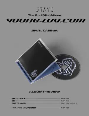 STAYC [ YOUNG-LUV.COM ] 2nd Mini Album ( JEWEL CASE ) ( J Ver. ) ( 1ea CD 12p Photo Book 1ea Photo Card )