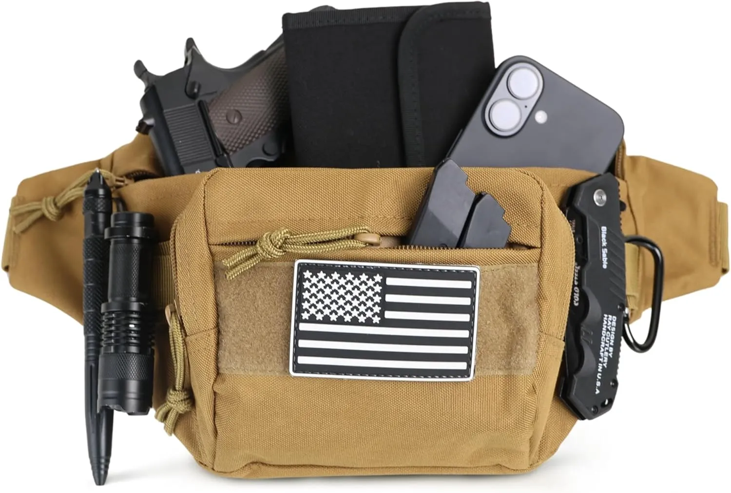 Tactical Waist Pack for Men, Concealed Carry Fanny Bag for Hunting, Trekking, Fishing, EDC, and Outdoor Gear (Desert Tan)