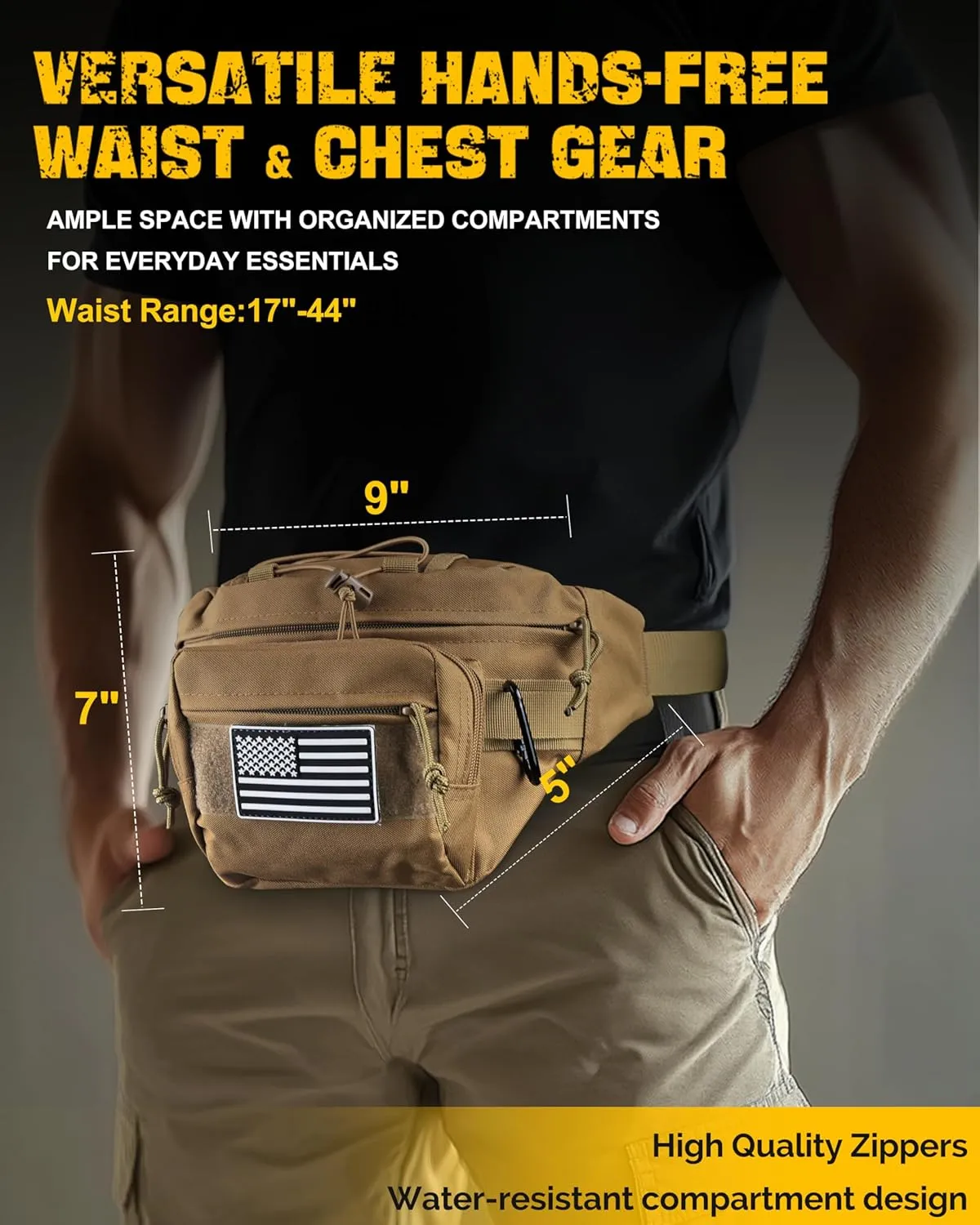Tactical Waist Pack for Men, Concealed Carry Fanny Bag for Hunting, Trekking, Fishing, EDC, and Outdoor Gear (Desert Tan)