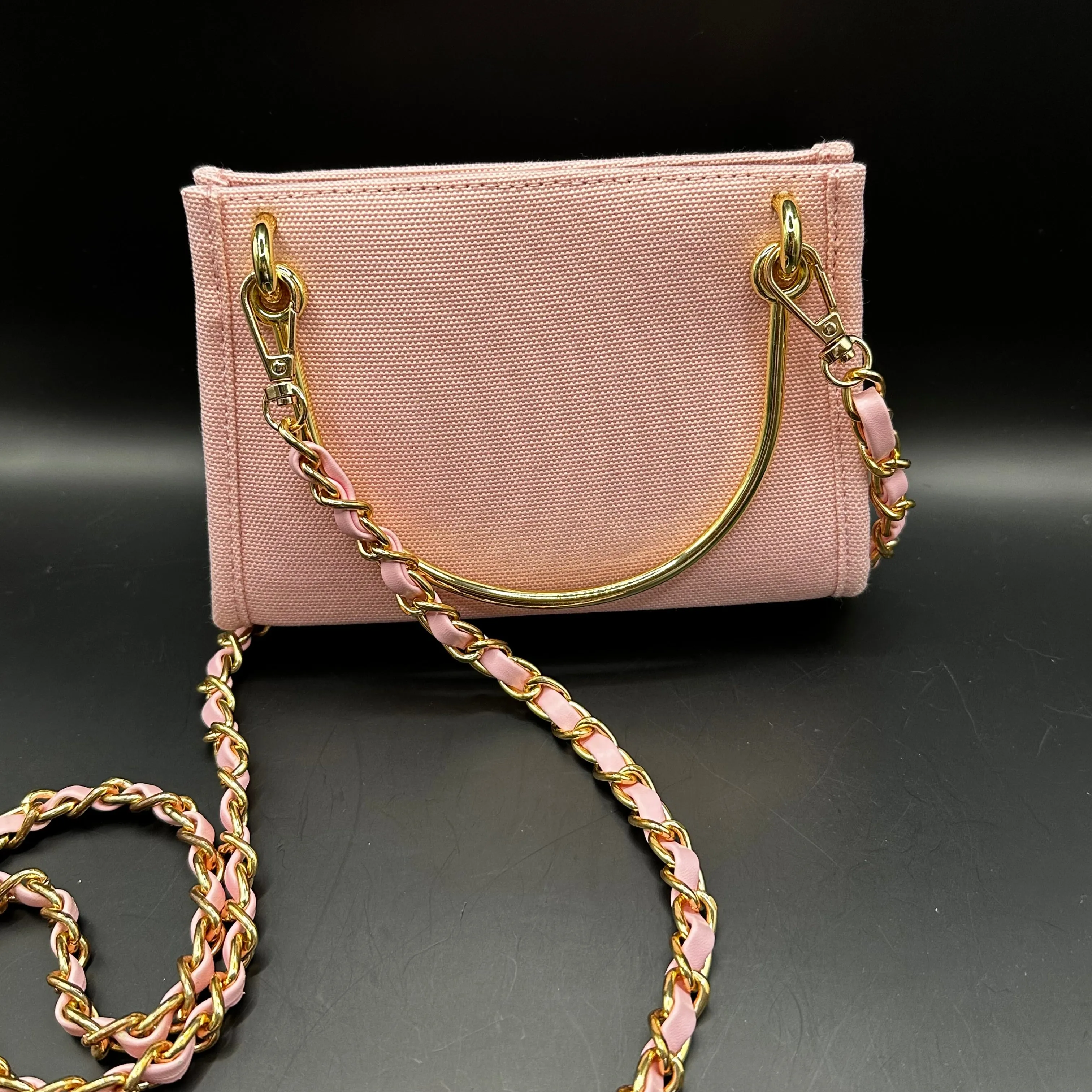 The Junco Crossbody Bag with Gold Handles - Pale Pink Dior