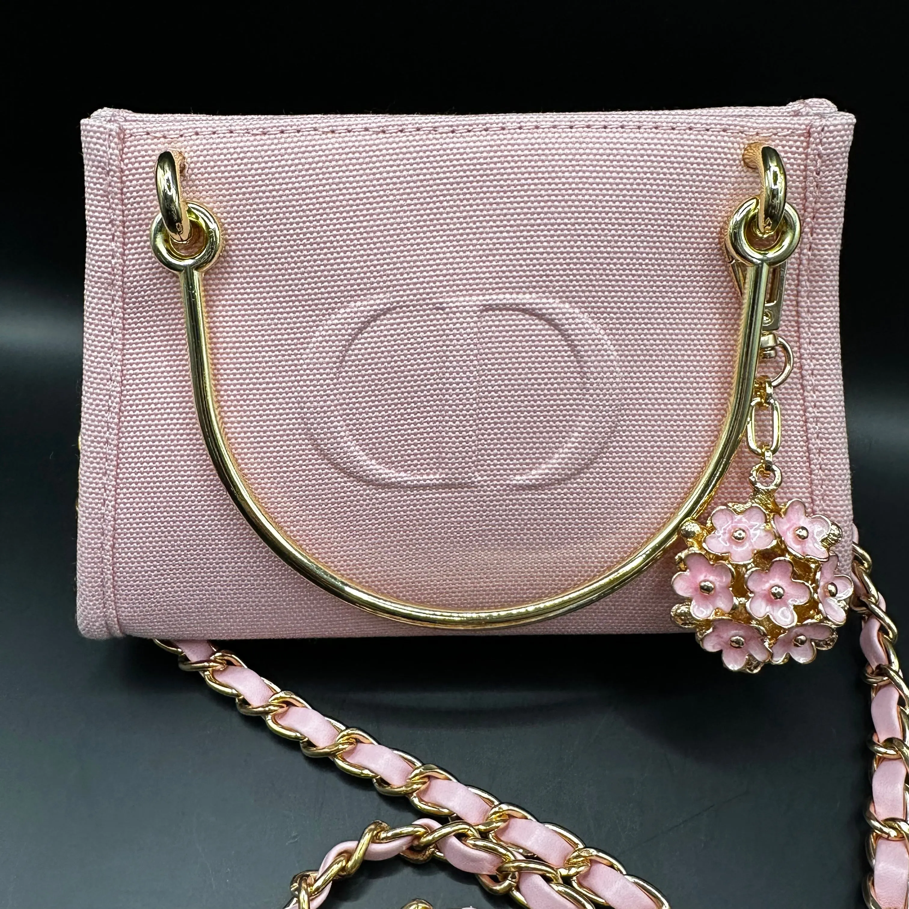 The Junco Crossbody Bag with Gold Handles - Pale Pink Dior