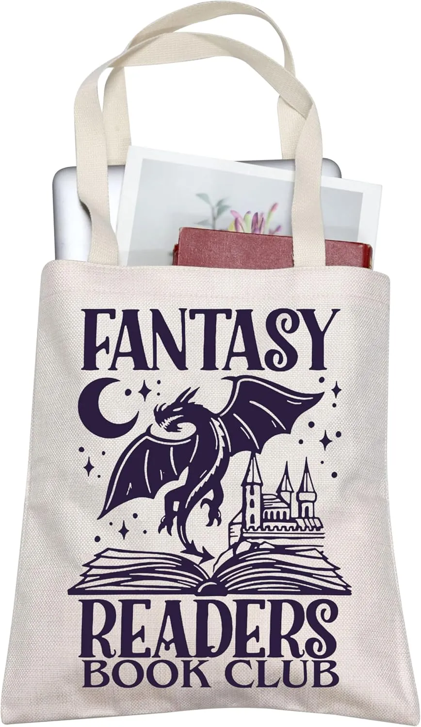 TOBGBE Funny Novel Lover For Fantasy Readers Book Club Inspired Shopping Bag Librarian Bookish Housekeeping Gifts (Fantasy Tote)
