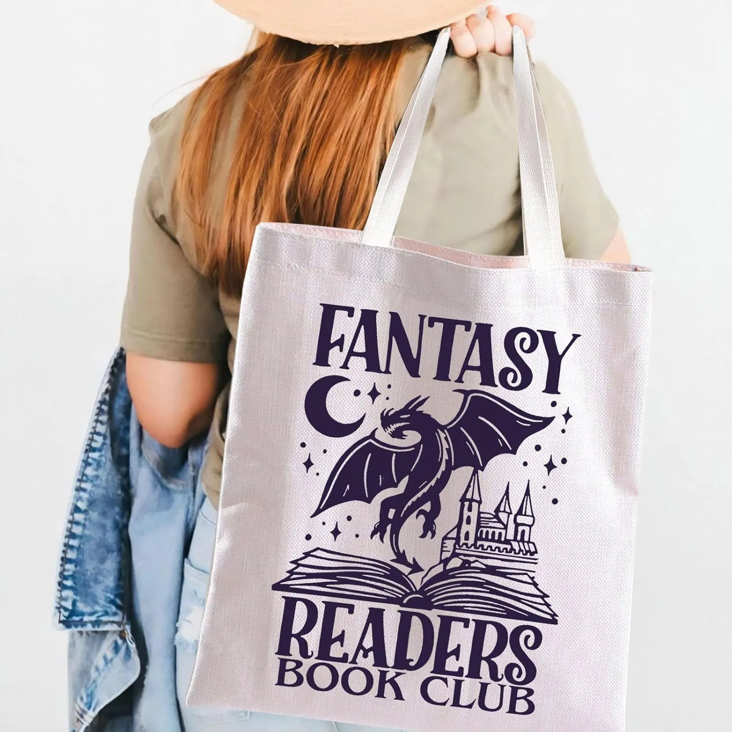 TOBGBE Funny Novel Lover For Fantasy Readers Book Club Inspired Shopping Bag Librarian Bookish Housekeeping Gifts (Fantasy Tote)