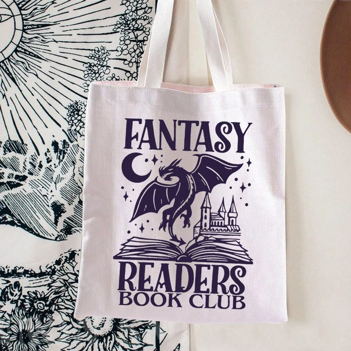 TOBGBE Funny Novel Lover For Fantasy Readers Book Club Inspired Shopping Bag Librarian Bookish Housekeeping Gifts (Fantasy Tote)