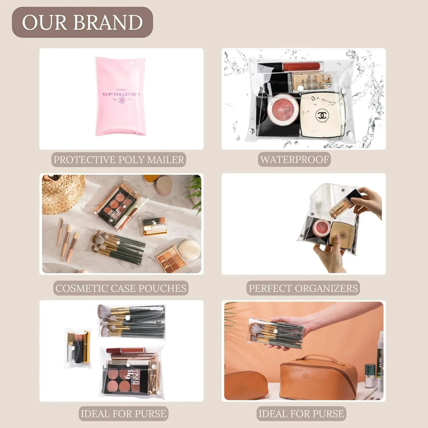 Travel Makeup Bag Organizer, Waterproof Small Makeup Bag for Purse, Toiletry Bag for Women, Cosmetic Bag, Makeup Case, Mini Make up Bags, PVC Purse Organizer Pouches (3 Pcs Set)