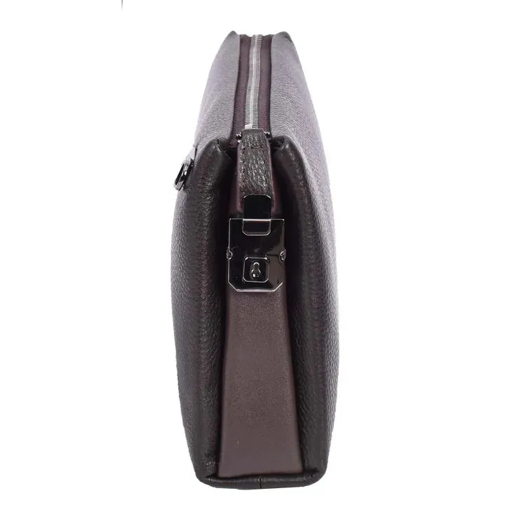 Trekkerwrist Real Leather Lockable Wrist Clutch Bag Brown