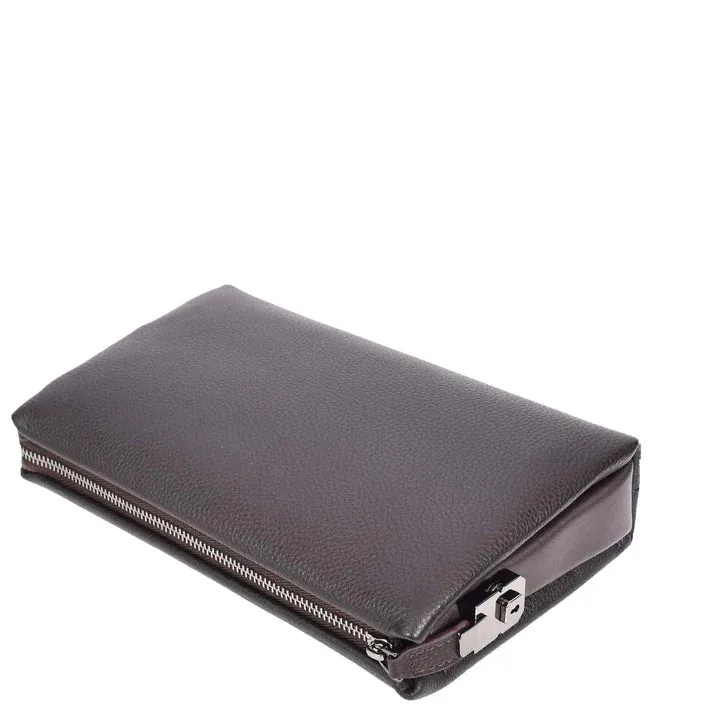 Trekkerwrist Real Leather Lockable Wrist Clutch Bag Brown