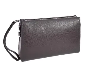 Trekkerwrist Real Leather Lockable Wrist Clutch Bag Brown