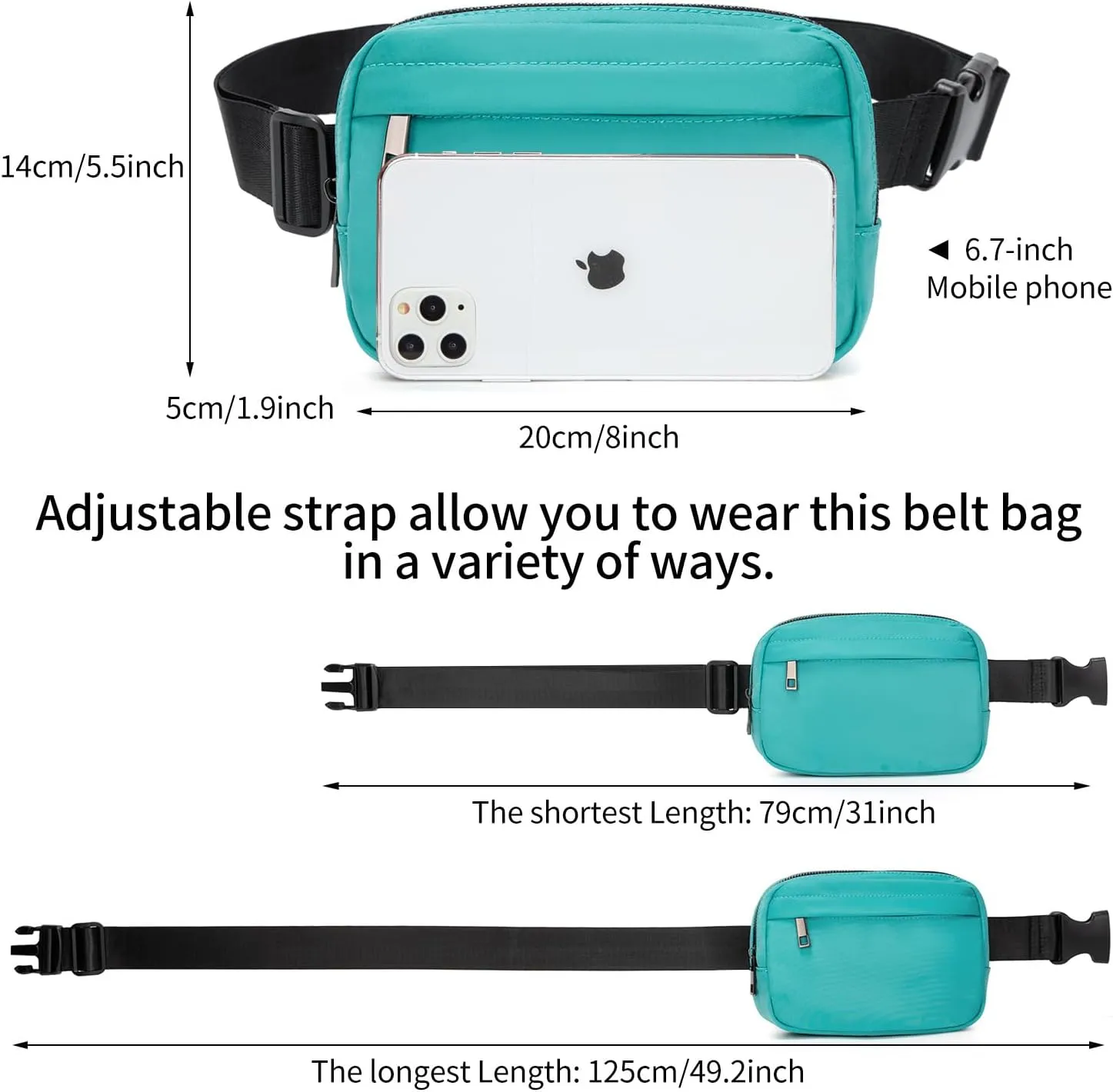 Unisex Belt Bag Fanny pack crossbody bags Everywhere Waist packs with Adjustable Strap (BLUE)