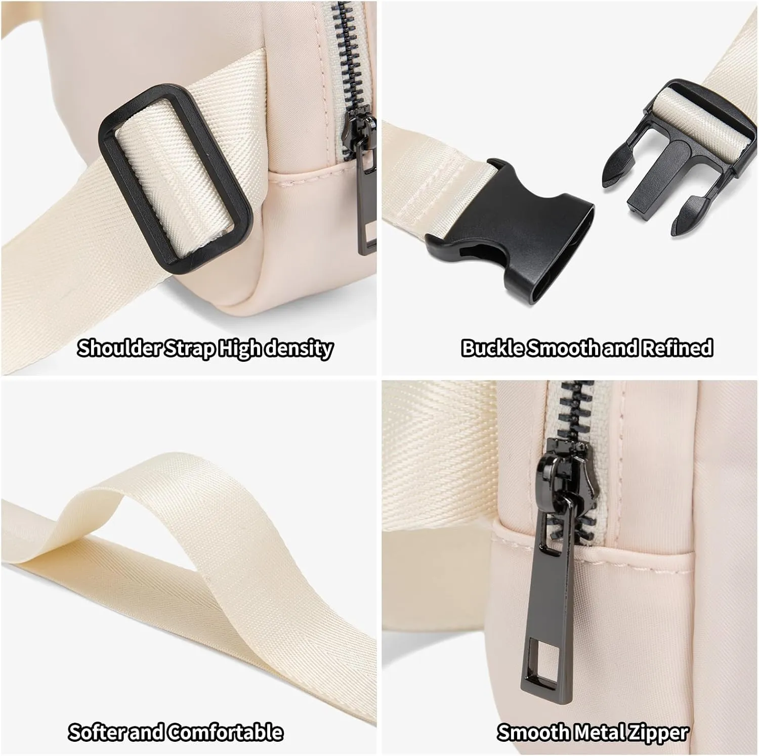 Unisex Belt Bag Fanny pack crossbody bags Everywhere Waist packs with Adjustable Strap (IVORY)