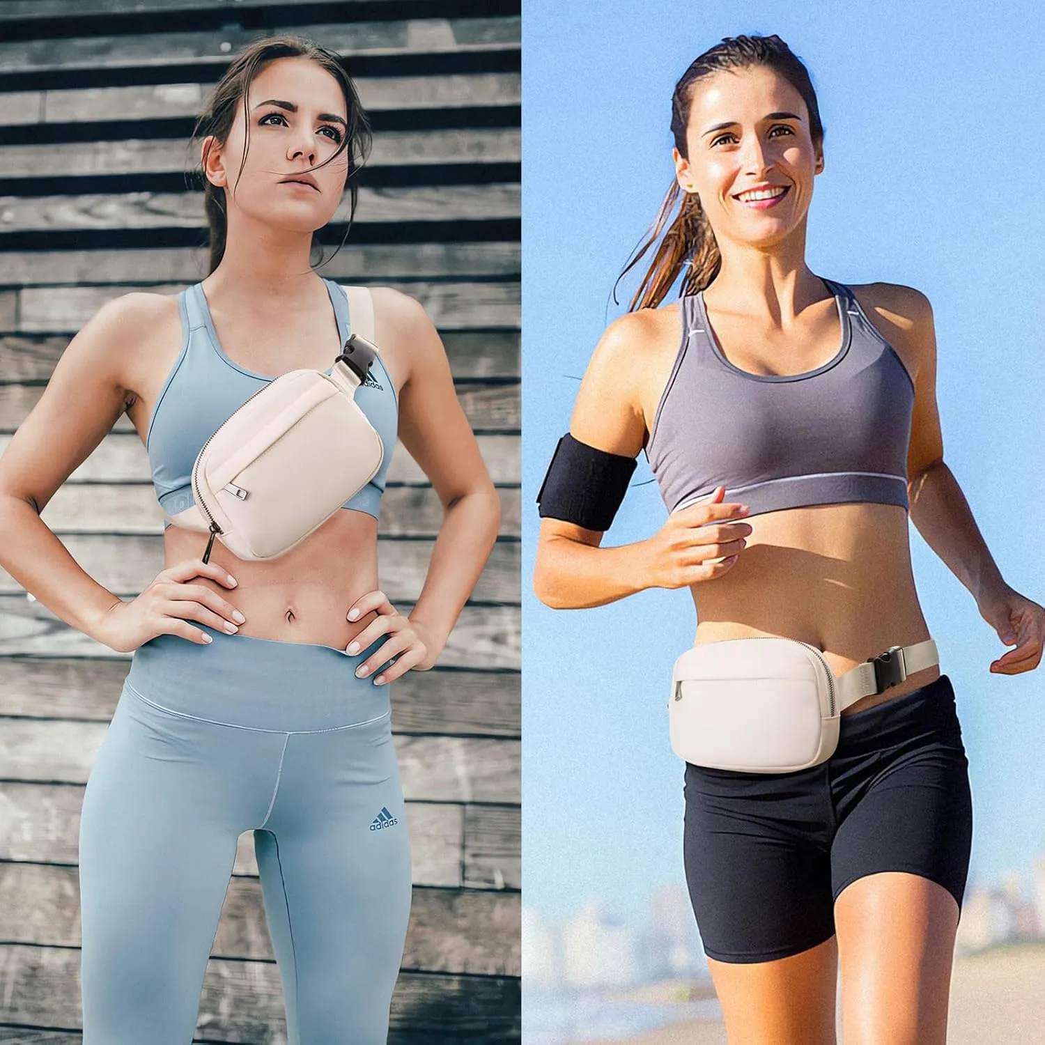 Unisex Belt Bag Fanny pack crossbody bags Everywhere Waist packs with Adjustable Strap (IVORY)