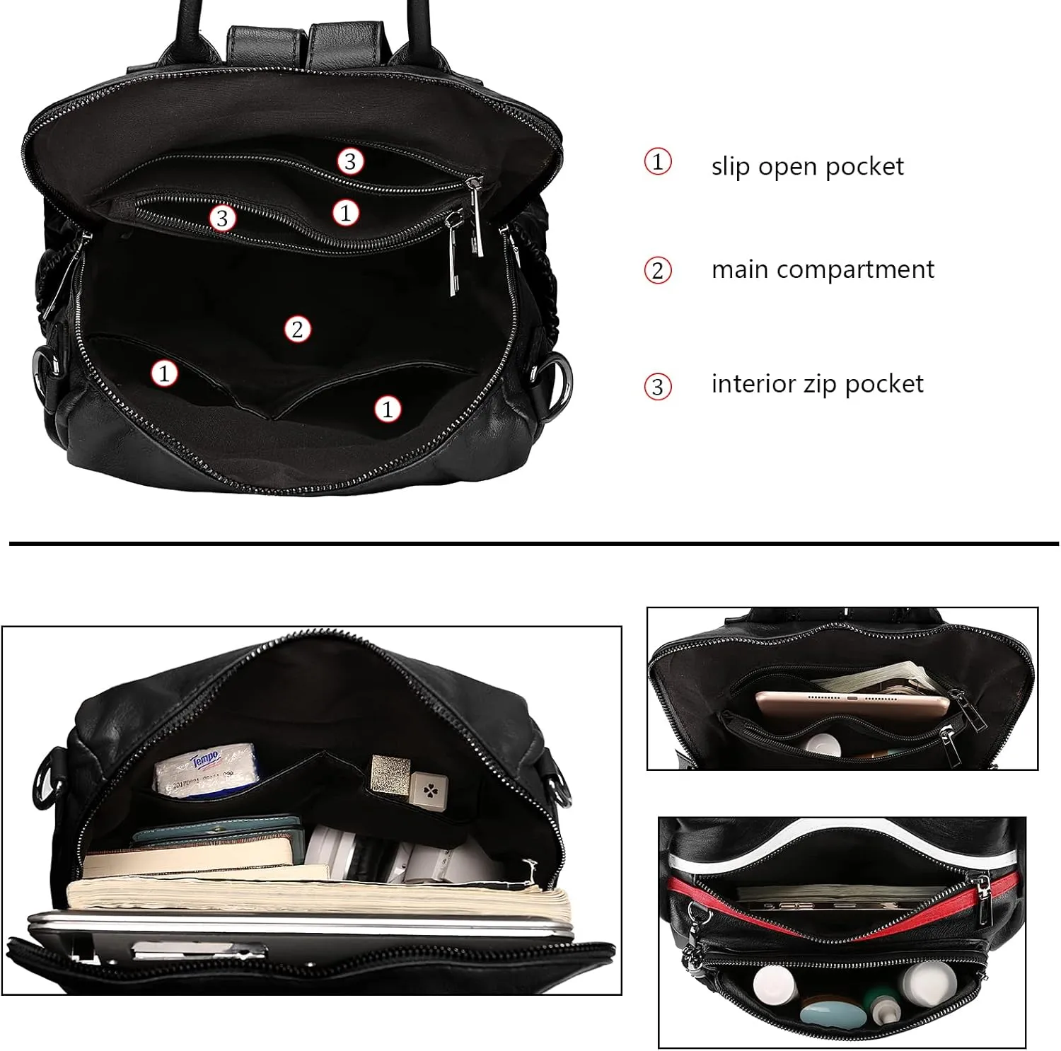 Uromee Travel Backpack Purse for Women Vegan Leather Ladies Fashion Tassel Shoulder Bag Convertible