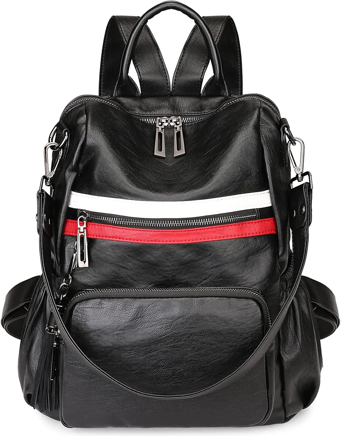 Uromee Travel Backpack Purse for Women Vegan Leather Ladies Fashion Tassel Shoulder Bag Convertible
