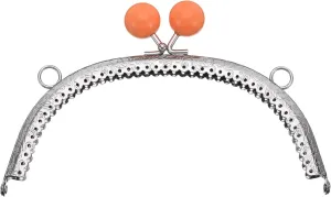 uxcell Metal Purse Frame, 16.5cm/6.5" Beads Silver Kiss Lock Clasp Arch Embossing Bag Frames for Purse Making Clutch Bag Coin Purse, Orange