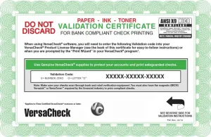 VersaCheck Annual 1000 Print Validation Code [Online Code]