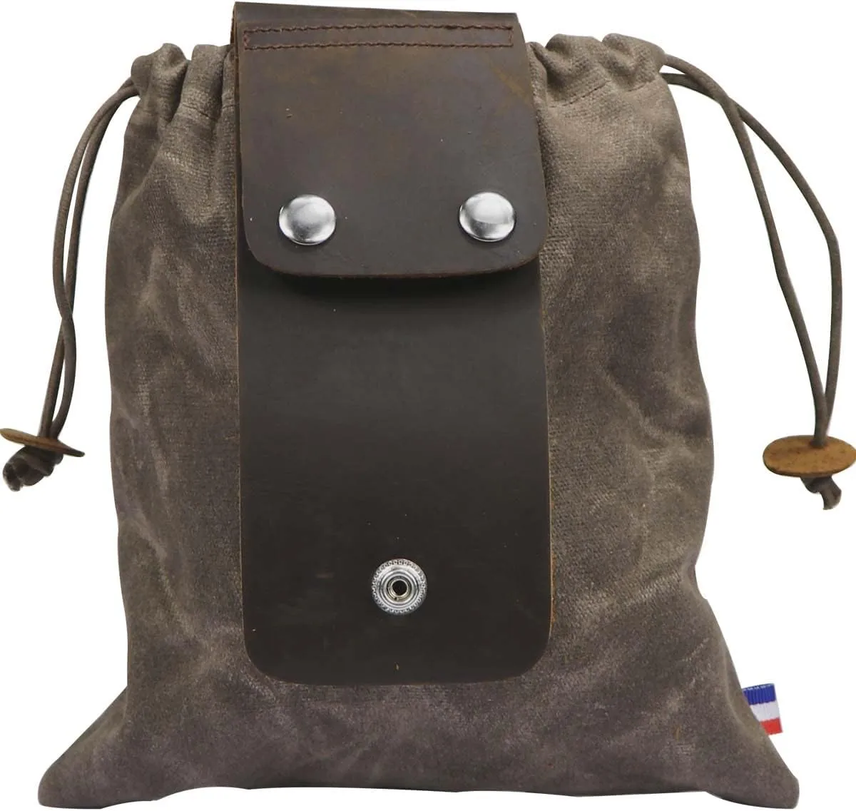 Waxed Canvas Foraging Pouch for Hiking, Collapsible Leather Belt Pouch Waist Bag with Drawstring & Buckle, Multi-Purpose Storage Bag for Camping