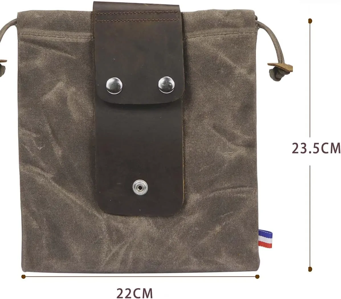 Waxed Canvas Foraging Pouch for Hiking, Collapsible Leather Belt Pouch Waist Bag with Drawstring & Buckle, Multi-Purpose Storage Bag for Camping
