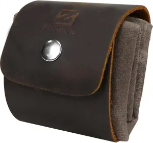 Waxed Canvas Foraging Pouch for Hiking, Collapsible Leather Belt Pouch Waist Bag with Drawstring & Buckle, Multi-Purpose Storage Bag for Camping