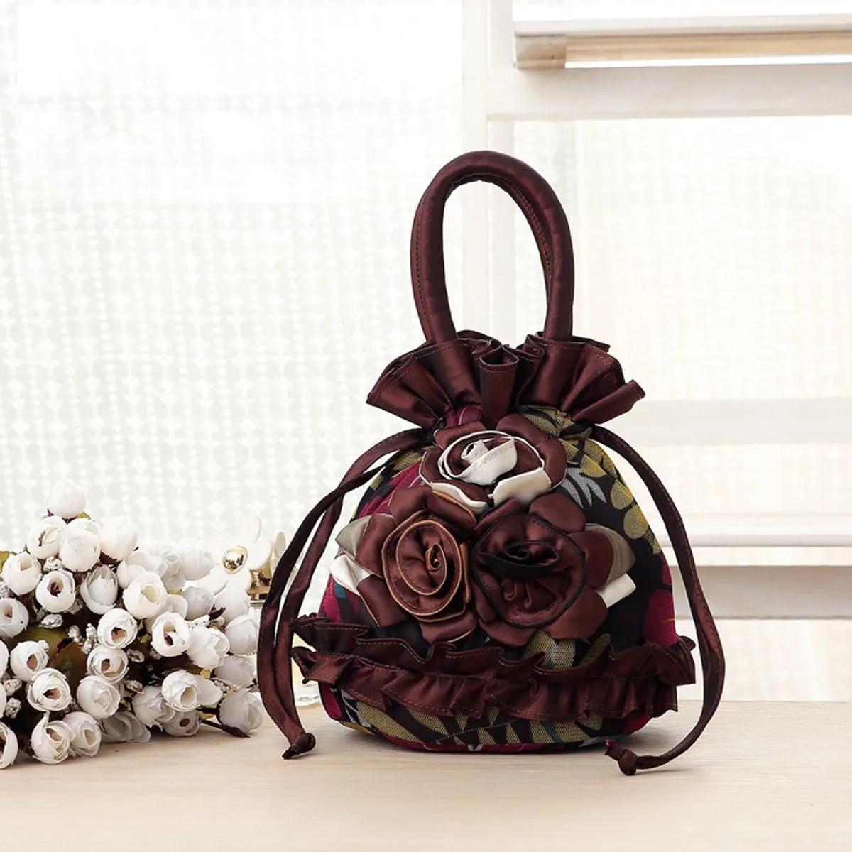 Womens Ladies Handbag Drawstring Bucket Bag Coin Purses Key Bags Cash Money Phone Pouches