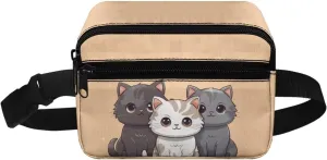 Xpyiqun Cute Cat Waist Bag with Adjustable Shoulder Strap Sling Shoulder Bag Girls Fanny Pack Small Messenger Bag Mini Zipper Belt Bag Teens Sport Travel Waist Packs Cross Body Purse Chest Bag