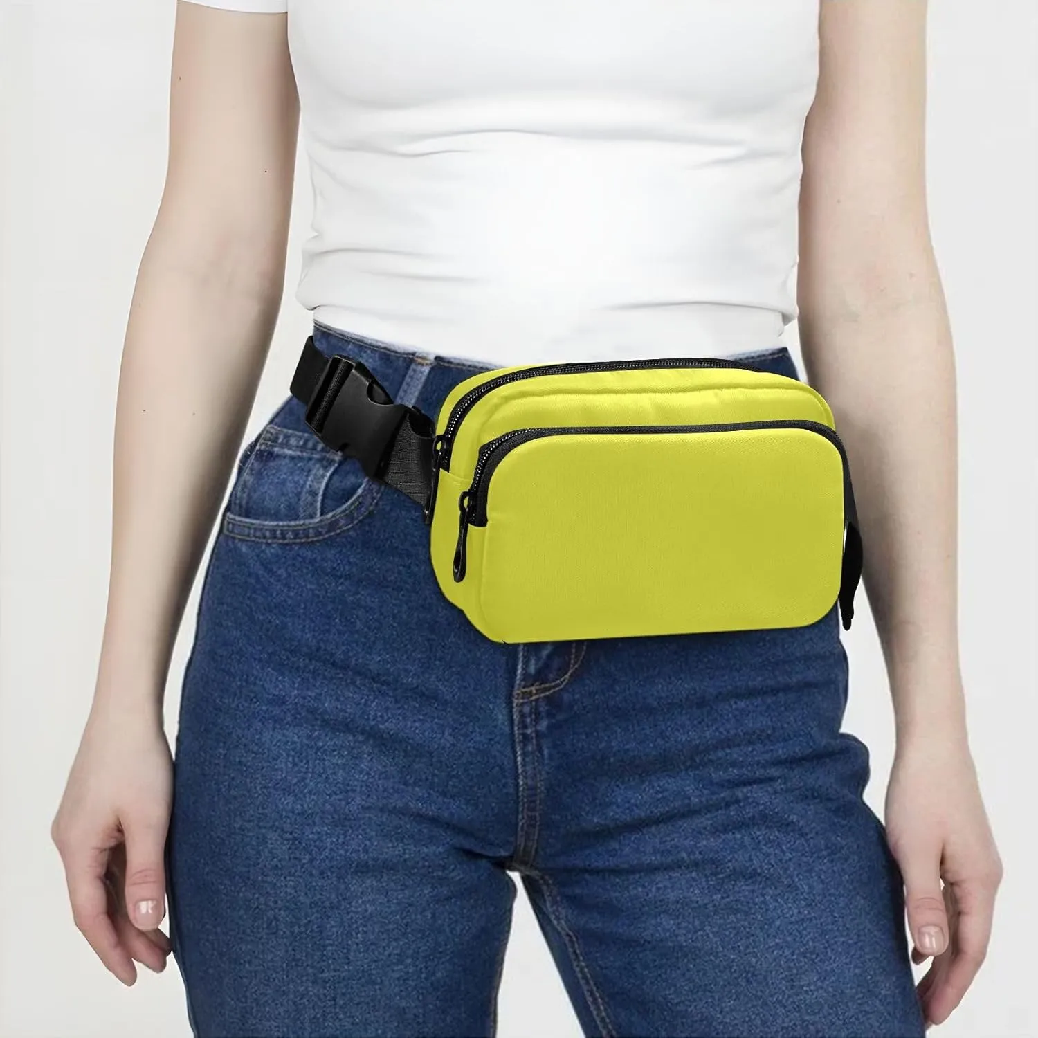 Yellow Fanny Packs for Women Belt Bag Waterproof Fanny Pack Cross Body Bag Waist Packs with Adjustable Strap Small Crossbody Bags for Hiking Running Traveling Men Sports
