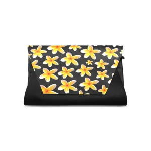 Yellow Frangipanis Black Clutch Bag